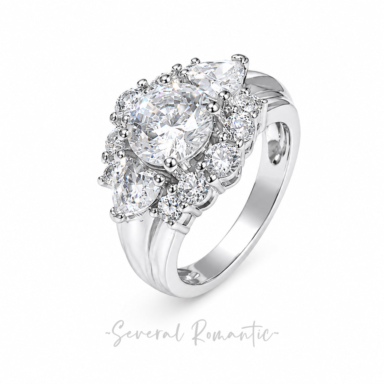 Celeste Bloom Ring I 925 Sterling Silver -Rhodium Plated . Premium Zirconia