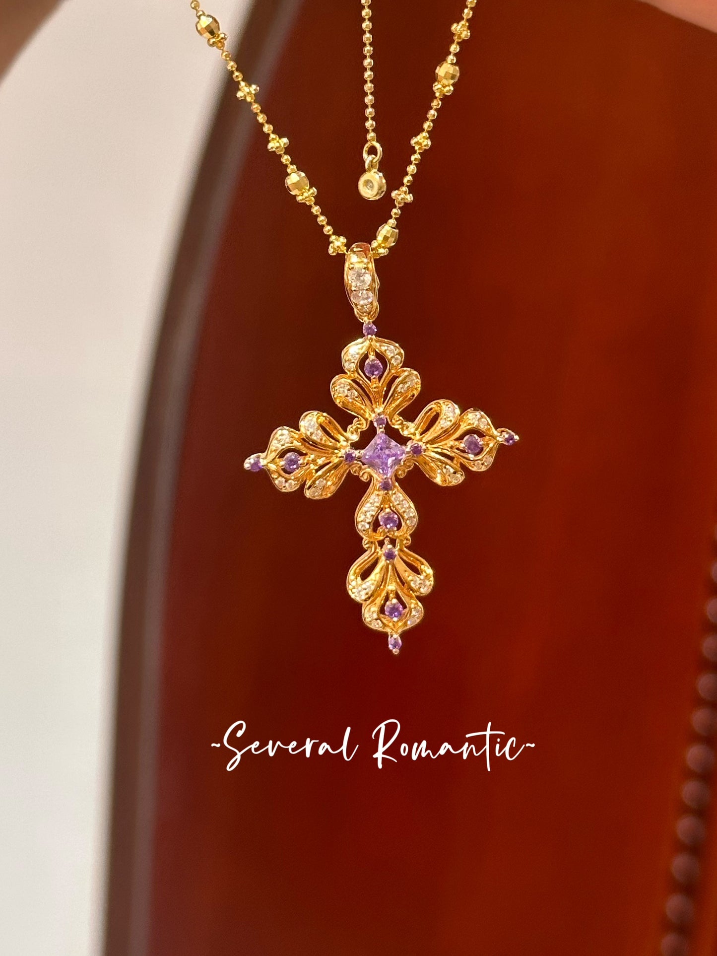 Grace Cross Pendant I 925 Sterling Silver White Gold Plated . Premium Zirconia